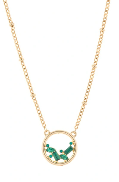 Shop Vince Camuto Crystal Circle Pendant Necklace In Gold/ Green