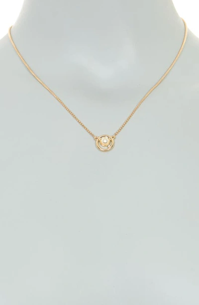 Shop Vince Camuto Imitation Pearl & Crystal Circle Pendant Necklace In Gold