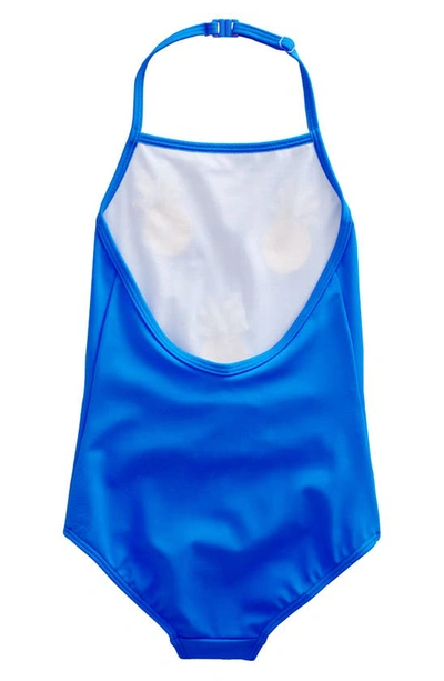 Shop Mini Boden Kids' Pineapple Appliqué One-piece Swimsuit In Cabana Blue