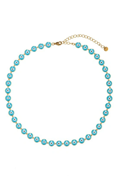 Shop Eye Candy Los Angeles Evil Eye Necklace In Teal