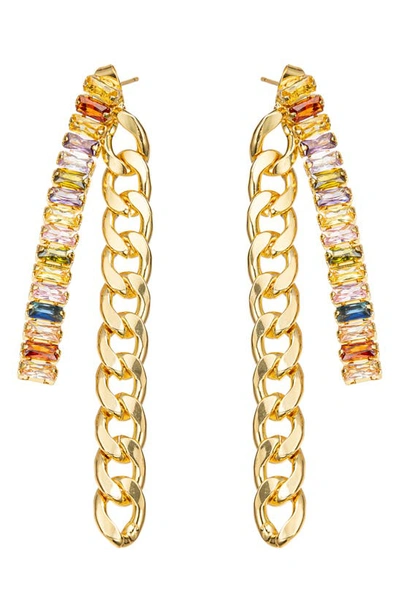 Shop Eye Candy Los Angeles Arianna Cz Chain Link Earrings In Gold