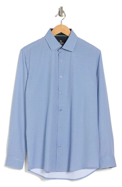 Shop Tom Baine Performance Mini Plaid Button-down Dress Shirt In Blue