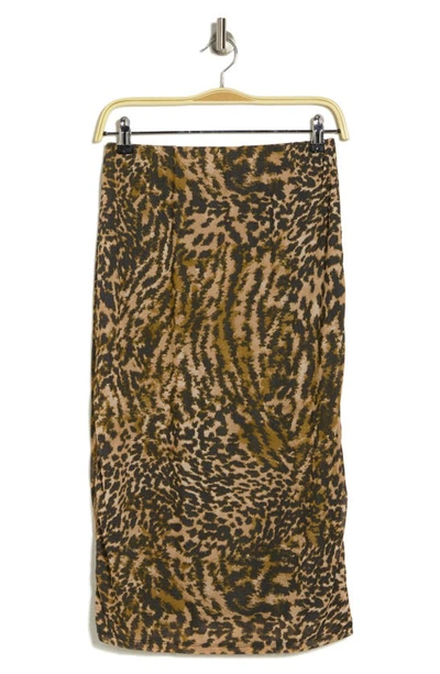 Shop Afrm Lynch Mesh Midi Skirt In Golden Animal