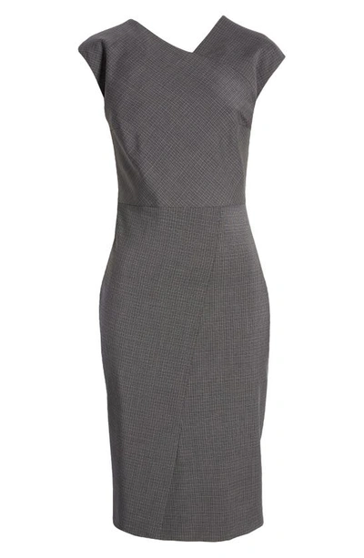 Shop Hugo Boss Boss Dechesta Faux Wrap Wool Sheath Dress In Grey Miscellaneous