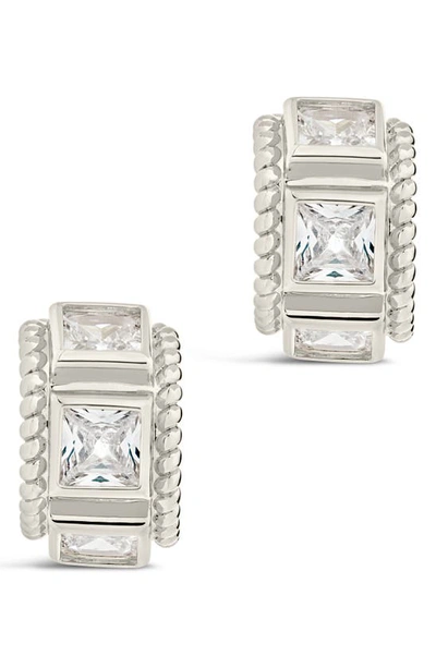 Sterling Forever Cassia Cubic Zirconia Huggie Hoop Earrings In Silver