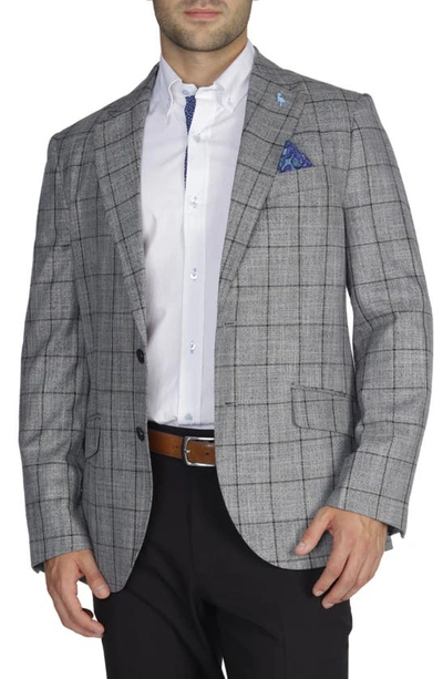 Tailorbyrd Tailored Fit Grey Windowpane Sport Coat In Grey