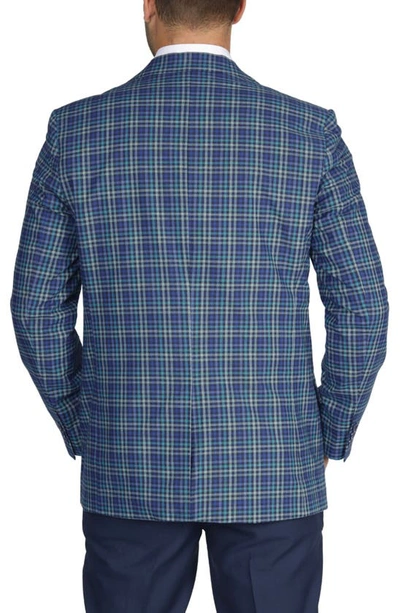 Tailorbyrd Tailored Fit Teal Plaid Cotton Sport Coat In Teal