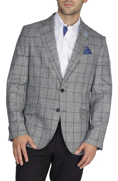 Tailorbyrd Tailored Fit Grey Windowpane Sport Coat In Grey