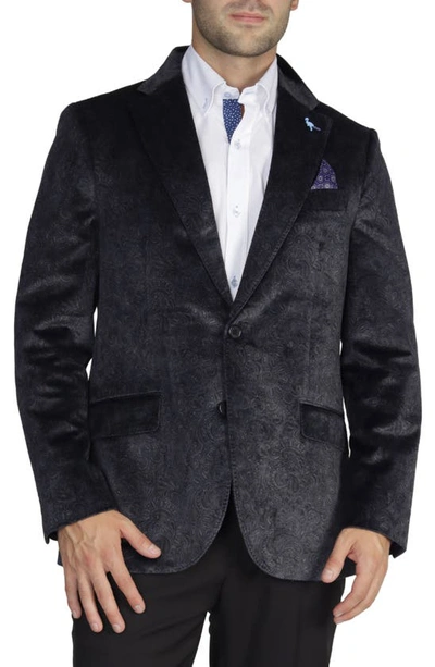 Tailorbyrd Classic Fit Paisley Velvet Sport Coat In Black