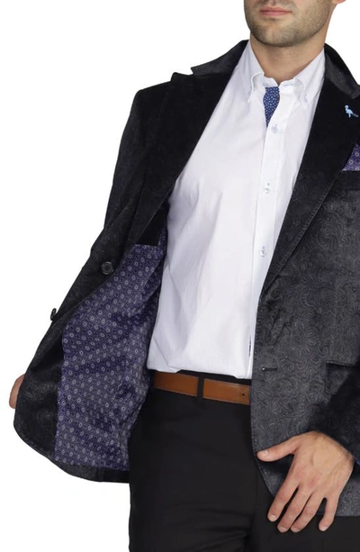 Tailorbyrd Classic Fit Paisley Velvet Sport Coat In Black