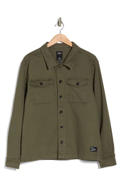 Union Lounge Twill Knit Shirt Jacket In Military
