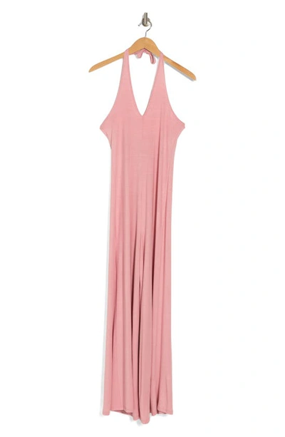 Shop Go Couture Wide Leg Halter Jumpsuit In Mauve