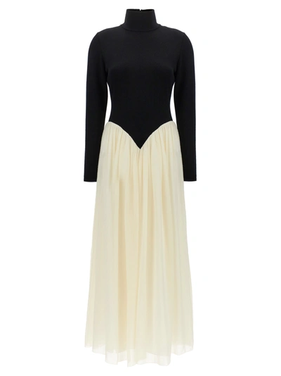 Shop Chloé Bicolor Long Dress Dresses White/black