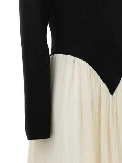 Shop Chloé Bicolor Long Dress Dresses White/black