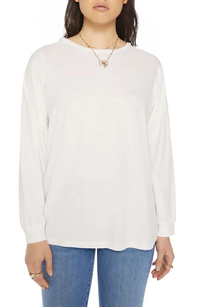 Mother The Long Sleeve Rowdy Cotton T-shirt In Bright White