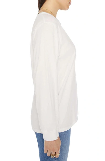 Mother The Long Sleeve Rowdy Cotton T-shirt In Bright White