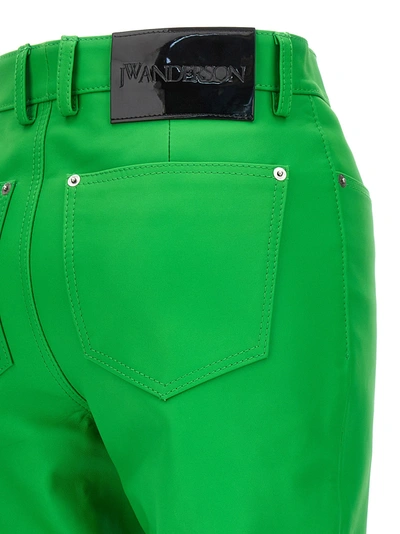 Shop Jw Anderson Leather Bootcut Pants Green