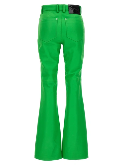 Shop Jw Anderson Leather Bootcut Pants Green
