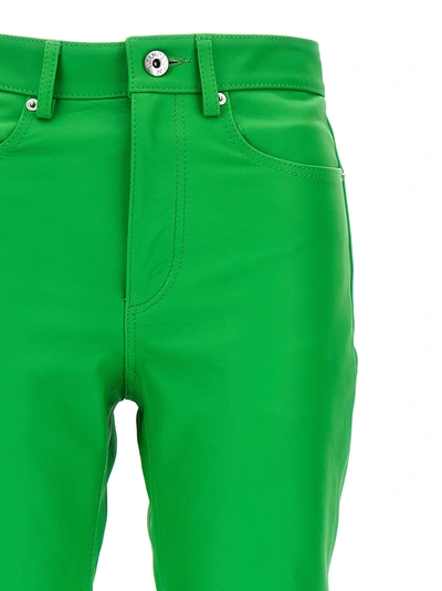 Shop Jw Anderson Leather Bootcut Pants Green