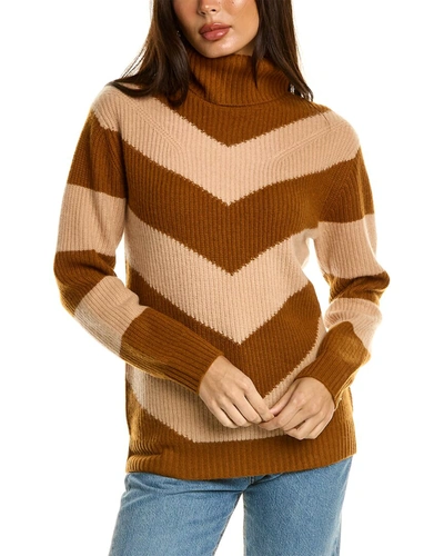 Shop Magaschoni Mock Neck Mitered Rib Cashmere Sweater In Brown