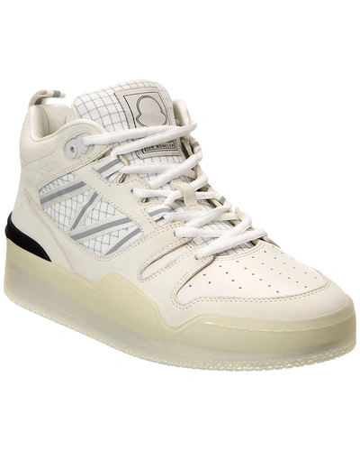 Shop Moncler Pivot Mid Leather Sneaker In White