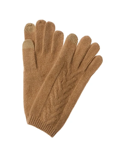 Shop Amicale Cashmere Cable Gloves In Beige