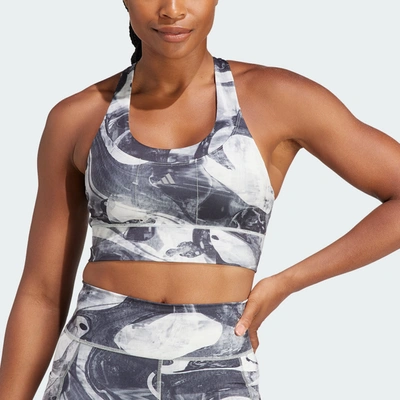 Shop Adidas Originals Women's Adidas Run Pocket Medium-support Allover Print Bra In Multi