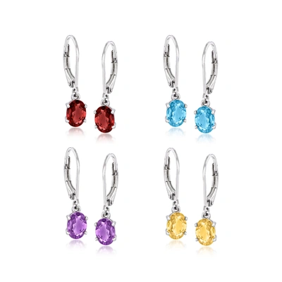 Ross-simons Multi-gemstone Jewelry Set: 4 Pairs Of Drop Earrings In Sterling Silver In Red