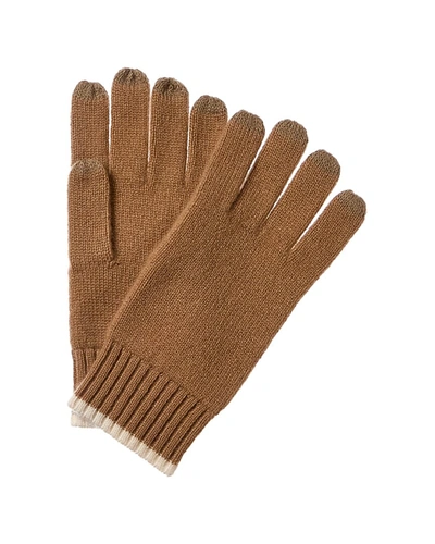 Shop Qi Cashmere Contrast Tipping Tech Gloves In Brown