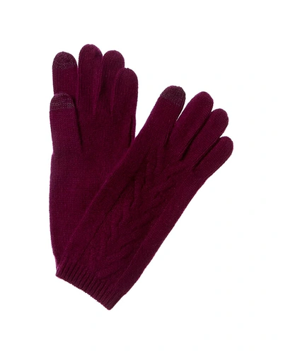 Shop Amicale Cashmere Cable Gloves In Purple