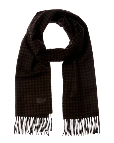 Shop Hickey Freeman Gingham Cashmere Scarf In Brown