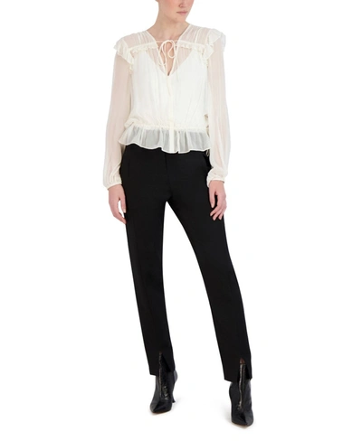 Shop Bcbgmaxazria Ruffle Top With Ties In White