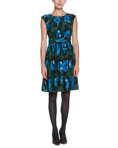 Shop Boden Selina Green Floral Print Ruched Dress In Multi