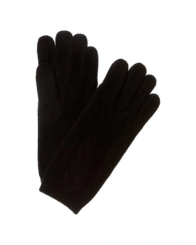 Shop Amicale Cashmere Cable Gloves In Black