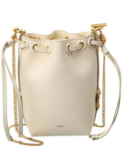 Shop Chloé Marcie Micro Leather Bucket Bag In White