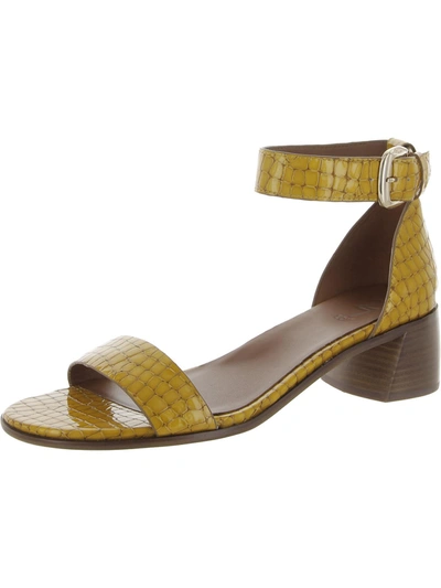 Shop 27 Edit Kandrie Womens Leather Ankle Strap Heels In Yellow