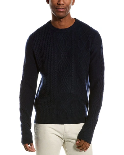 Shop Kier + J Cable Wool & Cashmere-blend Turtleneck Sweater In Blue