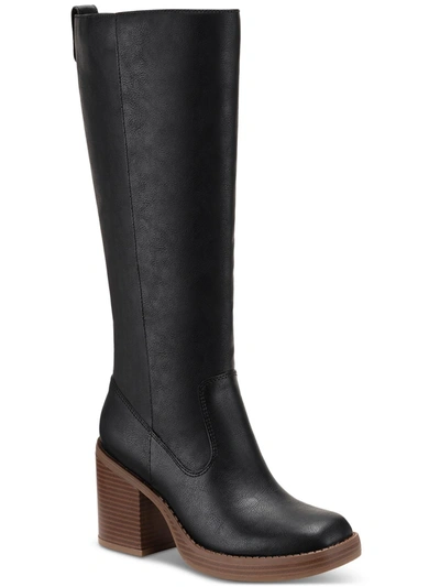 Shop Sun + Stone Aiimee Womens Faux Leather Side Zip Knee-high Boots In Black