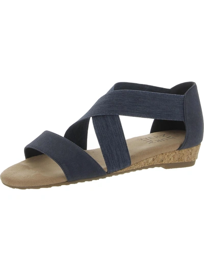 Shop Naturalizer Reflex Womens Faux Suede Open Toe Wedge Sandals In Blue