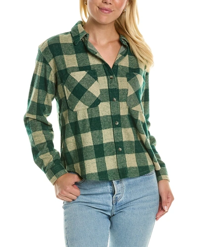 Shop Beachlunchlounge Cropped Button Front Shirt Jack In Green