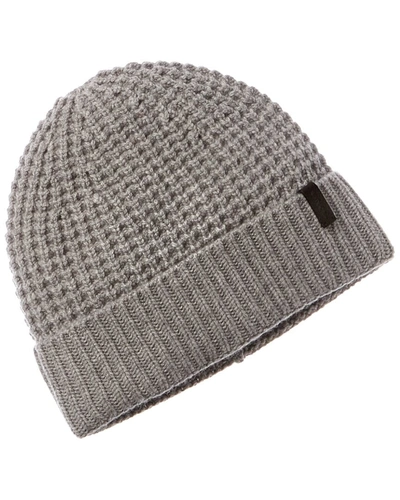 Shop Vince Chunky Thermal Stitch Cuffed Wool & Cashmere-blend Hat In Grey