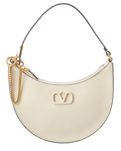 Shop Valentino Vlogo Grainy Leather Shoulder Bag In White