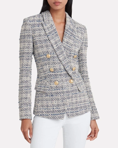 Shop L Agence Kenzie Double Breasted Blazer In Navy In Grey