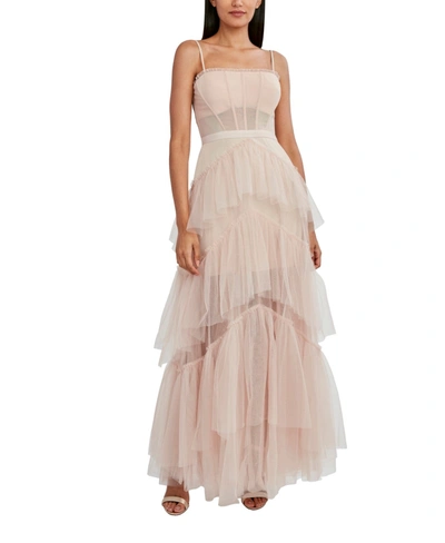 Shop Bcbgmaxazria Oly Tiered-ruffle Tulle Gown In Multi