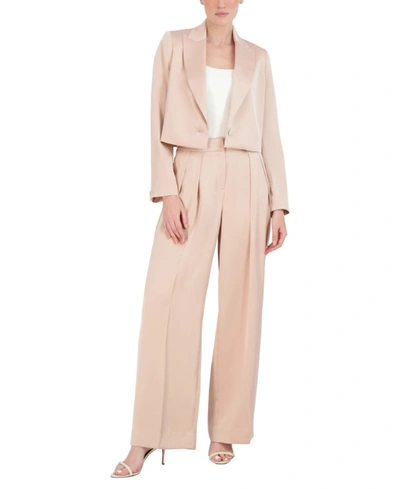Shop Bcbgmaxazria High Waisted Pants With Front Pleats In Pink