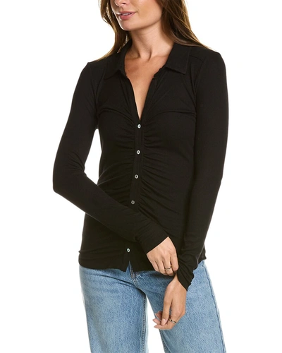 Michael Stars Iman Button Down Top In Black