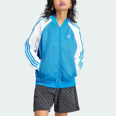 Shop Adidas Originals Women's Adidas Adicolor Classics Oversized Sst Track Jacket In Blue
