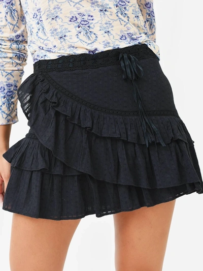 Shop Loveshackfancy Effie Skirt In Black
