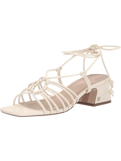 Shop Sam Edelman Westley Womens Faux Leather Strappy Heels In White