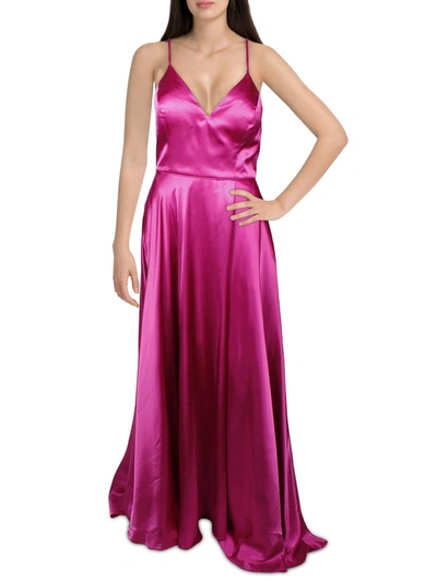 Shop Blondie Nites Juniors Womens Charmeuse Halter Evening Dress In Pink